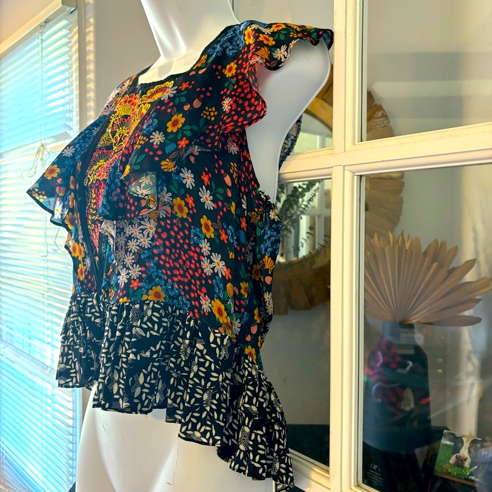 🌺Host Pick🌺 Anthropologie Bhanuni by Jyoti Embroidered Beaded Neda Top M NWOT - Picture 8 of 11